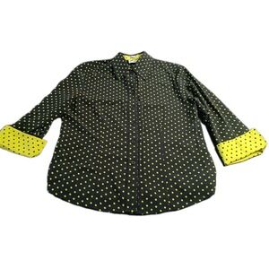 Joanna black‎ with poke dots button down Dress Shirt women Business Casual #458C